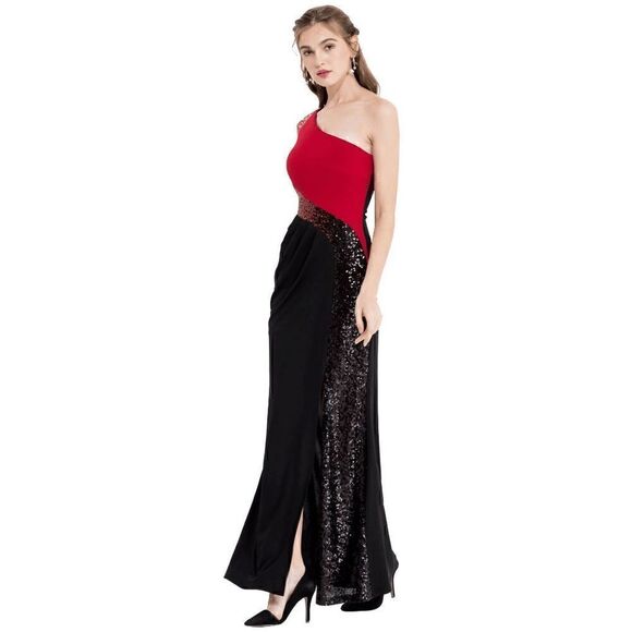 One Shoulder Formal Column Sequin LongโEvening Gown Maxi Dress SIZE LโNWT - Picture 10 of 16